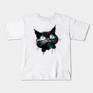 Vintage retro street art graffiti black cat Kids T-Shirt